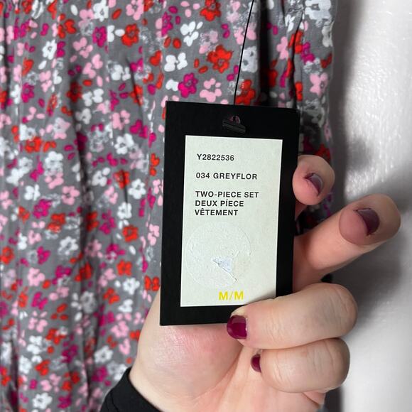 DKNY Women's Pink Ditsy Floral Stretch Wide Leg Pedal Pusher Pull On Pants M NEW - Picture 5 of 9